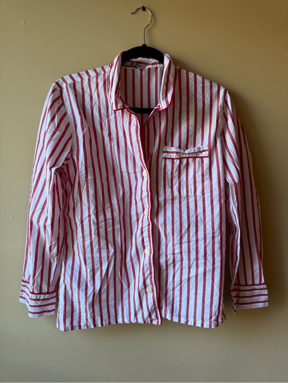 Women’s J. Crew Red and White Stripe Button-Up Shirt